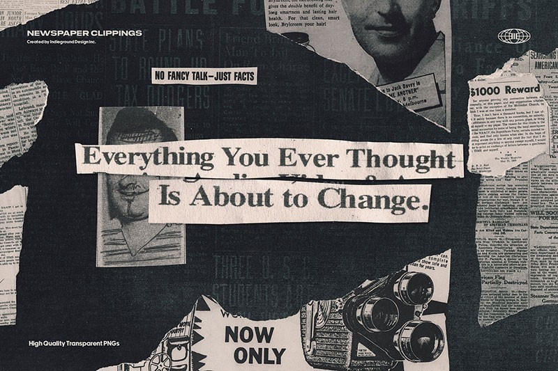 100+旧报纸剪报拼贴画图片素材PNG